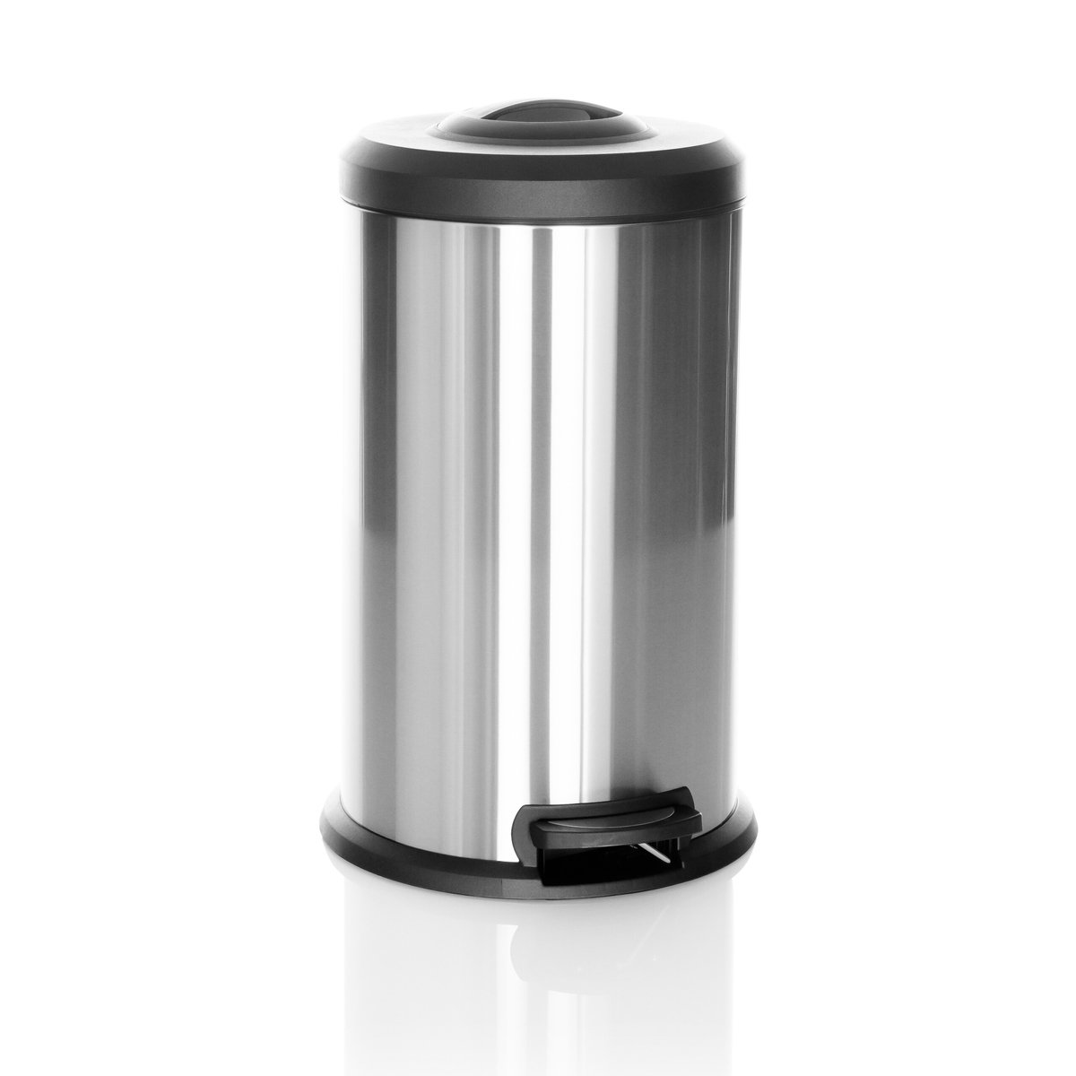 Afvalbak/prullenbak CLEAN X 40 l staal met geïntegreerde pers zilver hjh OFFICE