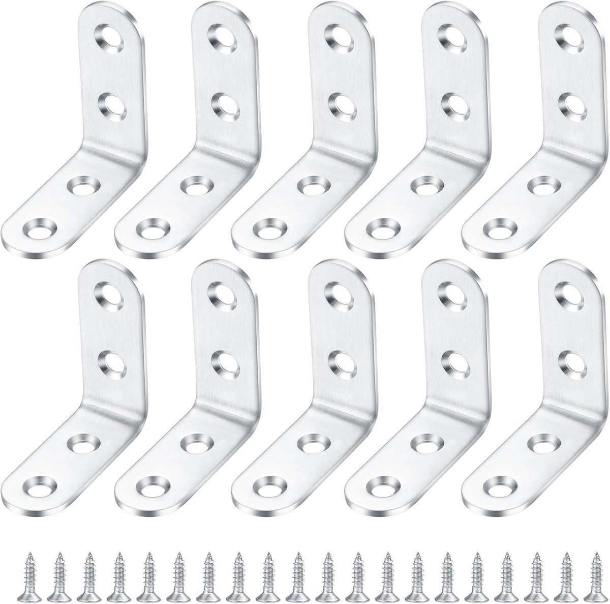 Hoekverbindingen Set - Plankhouders Beugels - Meubel Reparatie - Roestvrij Staal - 40x40x2mm - Zilver