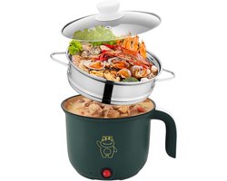 Mini Kookpan - Elektrische Hete Pot - Eten Bereiden - Met Stoompan - 15 Liter - Groen
