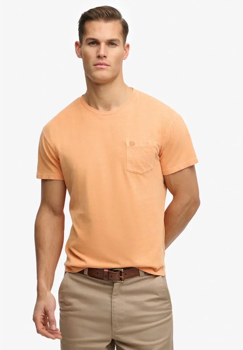 Superdry - Klassiek Katoenen Linnen T-shirt met Zak - Heren - T-shirts