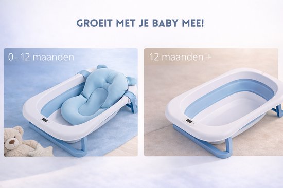 GoudenGracht Baby Bad - Babybad - Babybad met standaard - Opvouwbaar - Digitale Thermometer - Blauw van Merkloos — afbeelding 2