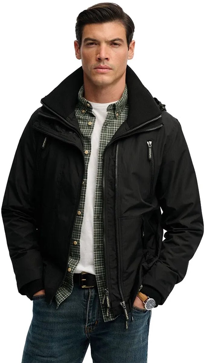 Superdry Mountain Windbreaker Jas met Capuchon Heren Zwart