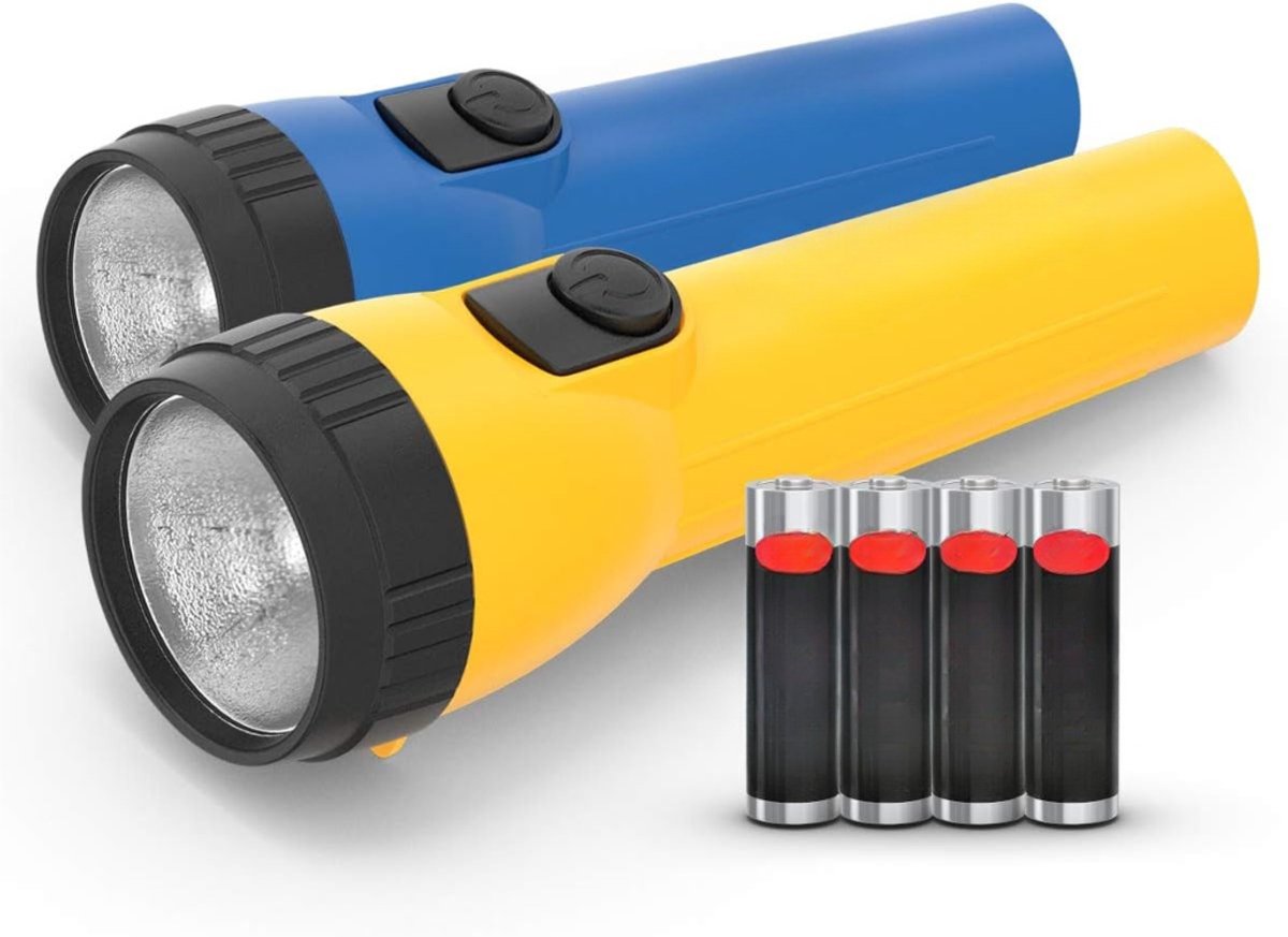 RONN® Zaklamp op batterijen - Zaklamp - Zaklampen - Geel/Blauw - 40cm x 79cm x 180cm