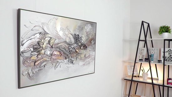 YS Painting "Eternity III" - Handgeschilderd canvas painting 120x80 cm - Wall decoration Abstract - Neutral - Black gold - Living room wall decoration - Bedroom decoration - Room accessories - Abstract painting black white