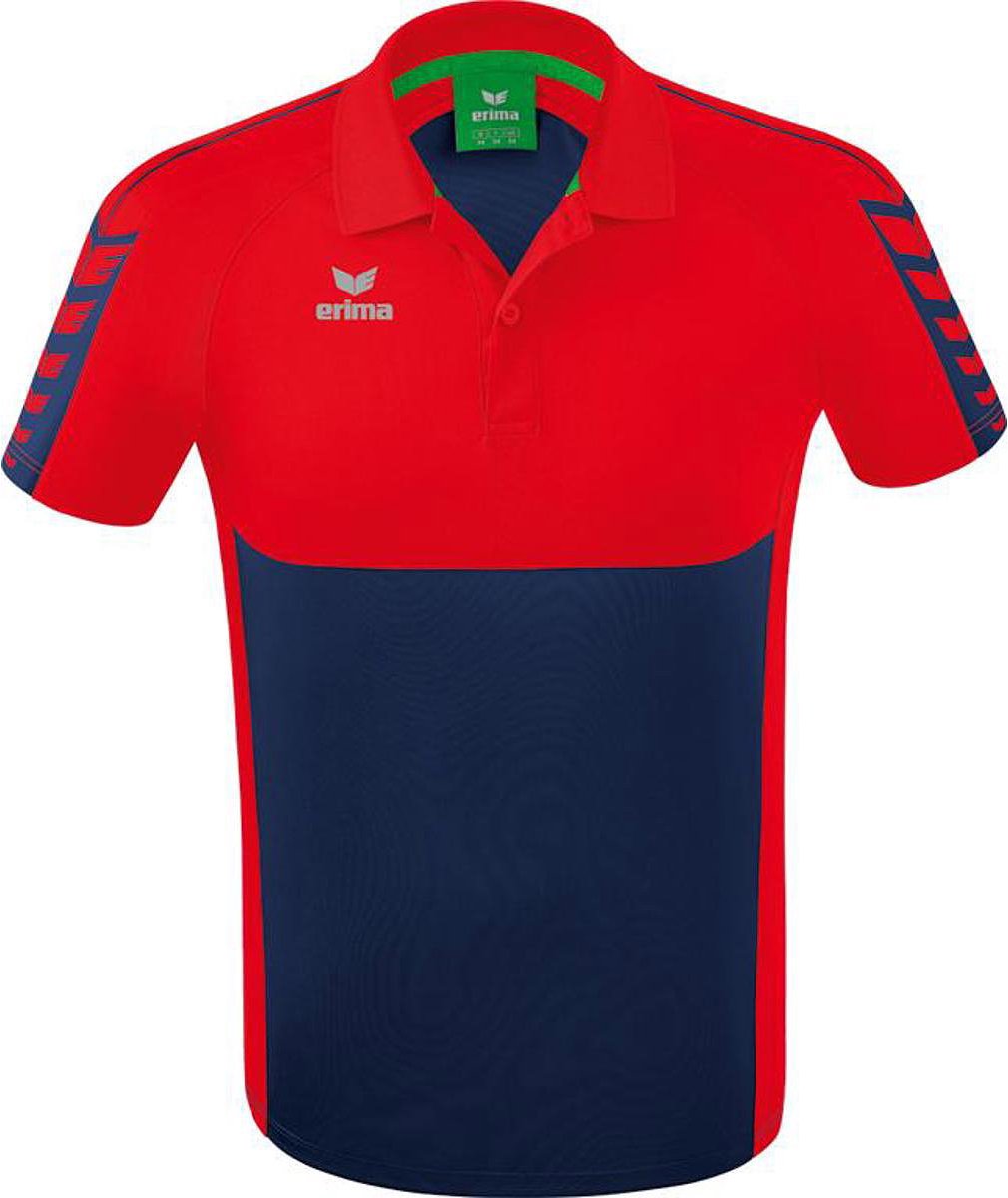 Erima Six Wings Polo Heren - New Navy / Rood | Maat: M