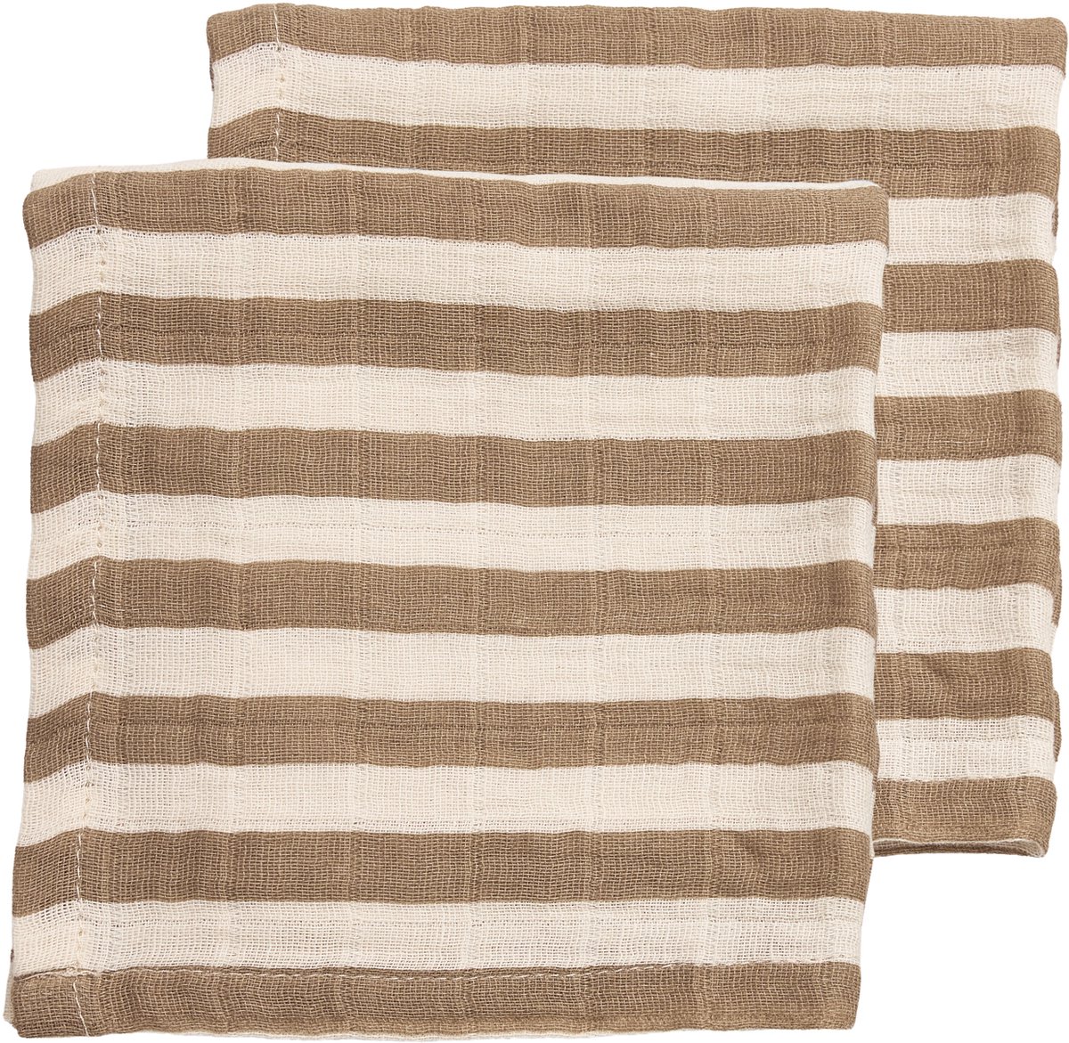 Hydrofiele doeken pre-washed Fat Stripe Taupe 30x30cm - 2-Pack