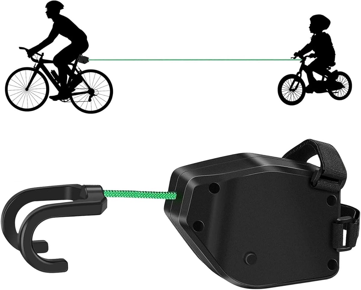 Fiets Sleepkabel - Trekkoord Kinderfiets - Samen Fietsen - Intrekbaar Ontwerp - 25 Meter - Groen