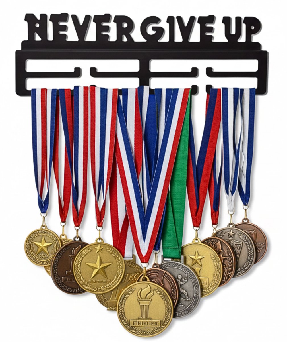 Janse® Medaille rek - Medaille organizer zwart - Medaillehanger - Wanddecoratie - Opbergsysteem - Metalen medaille display - Haken voor prijzen - Kapstok voor medailles - Winnaars cadeau - Wedstrijd prijzen - Medaille houder - Wandrek -