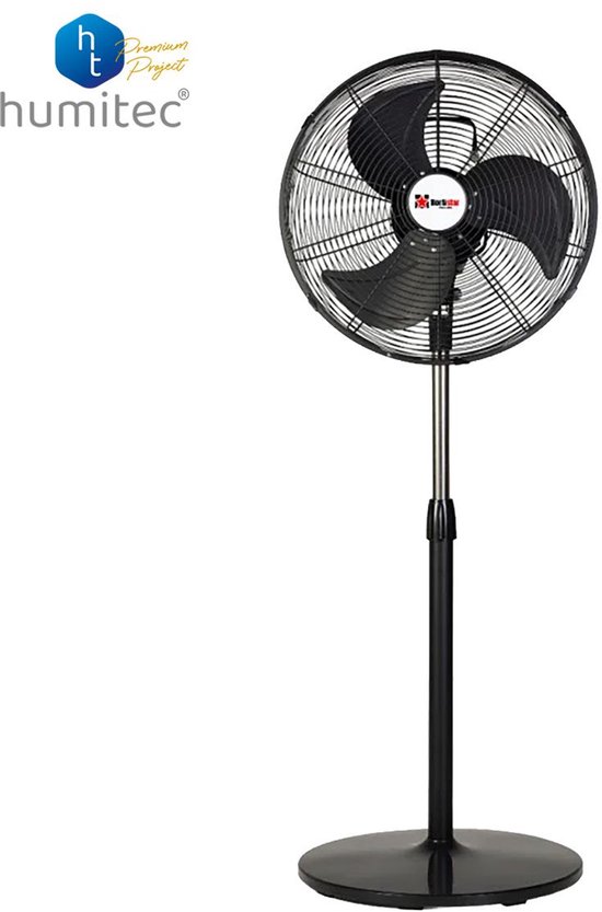 Industriële staande ventilator 45 cm 75W oscillerend 3 snelheden robuust Hortistar ruimtebesparend