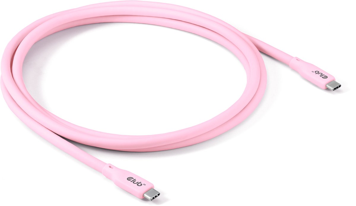 Image of Club 3D USB4 Gen2x2 Type-C bidirectioneel Baby roze 4K60Hz, Data 20Gbps, PD 240W(48V/5A) EPR M/M 2m/6.56ft