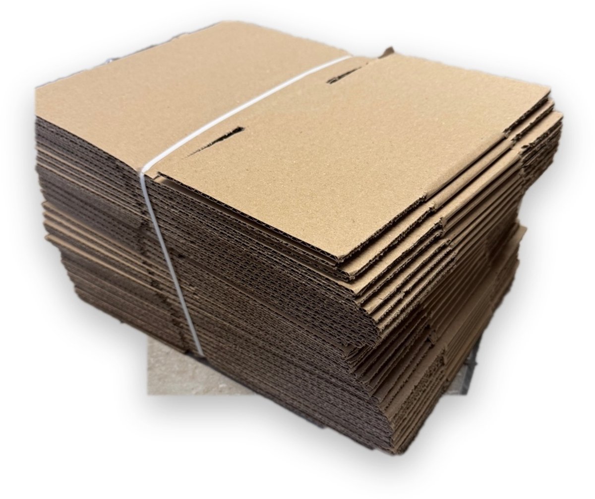 Kartonnen doos - 30 stuks - bruin - 200x150x90mm - 3mm enkelgolf