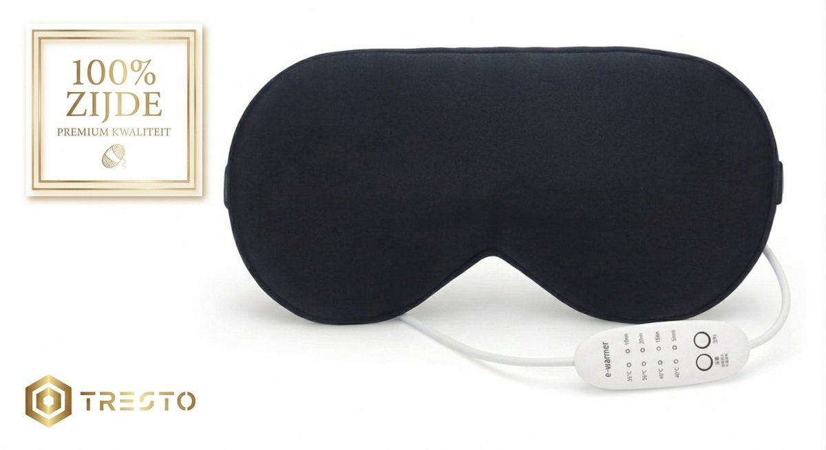 TRESTO - Oogmasker – Verwarmd & Elektrisch – 4 Warmtestanden – Voor Wallen en Droge Ogen – Zwart
