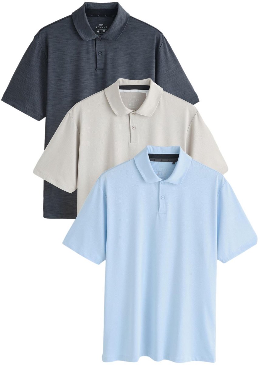 Next - Heren - Set van 3 Active Golf mesh training Tops - Blauw