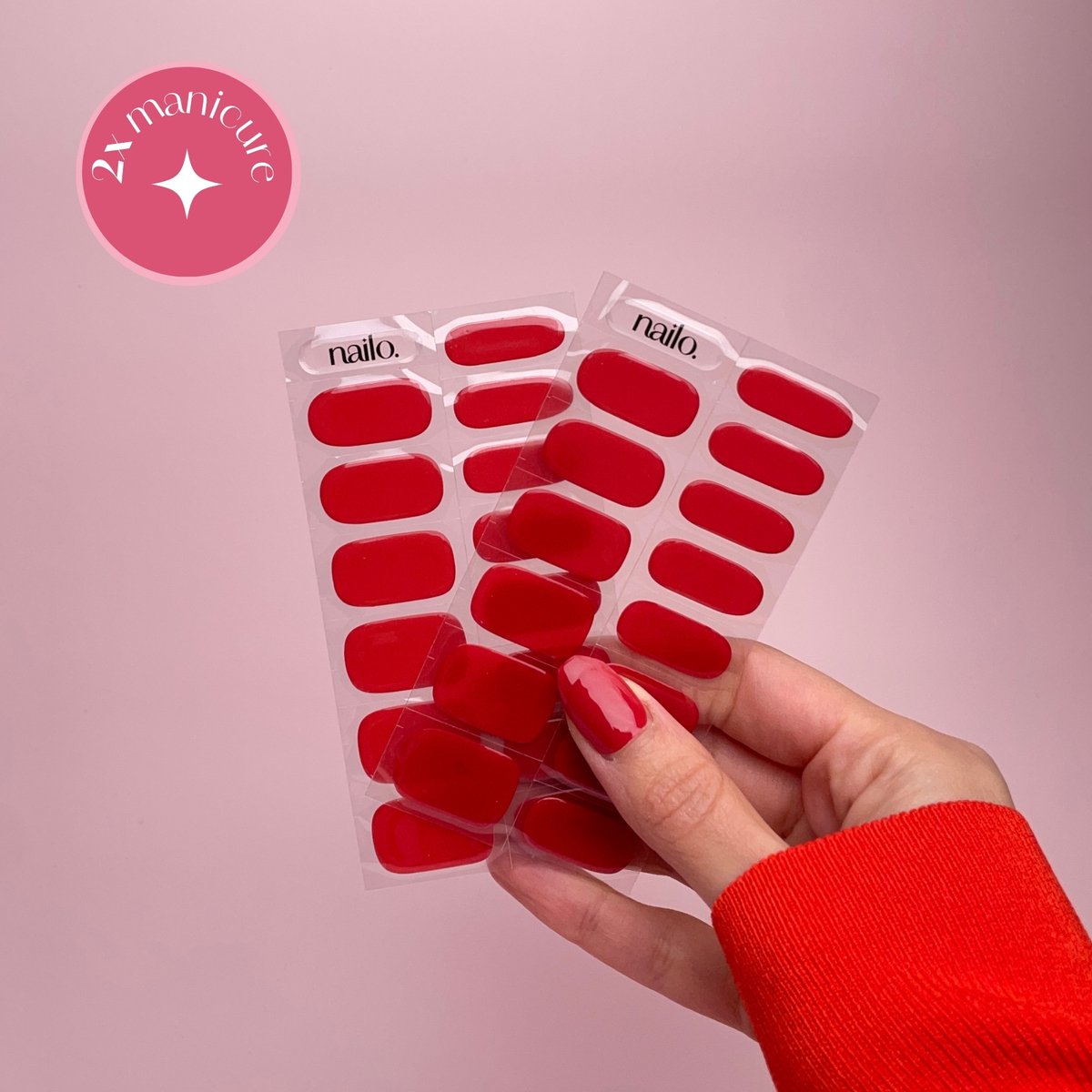 Nailo Gellak Stickers - Rood - Red Siren - Gel Nagel Stickers UV - 28 stuks - Gel Nail Wraps