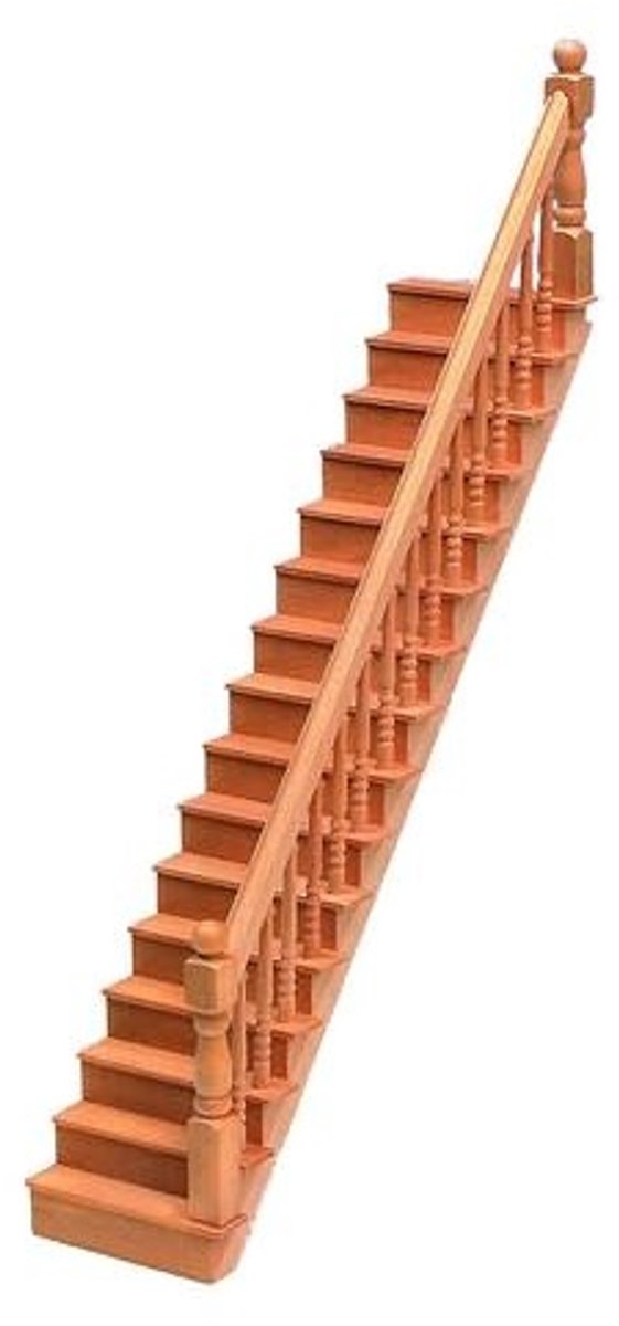 Mini Mundus 70100 Rechte Trap Bouwpakket – Houten Miniatuur Trap 1:12 – DIY Poppenhuis Trap – Zelf Verven/Beitsen