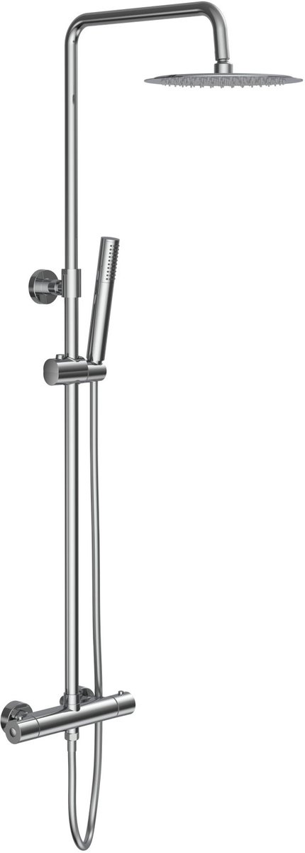 EXELVIA OPTIMA RONDO Regendoucheset – Thermostatisch – Opbouw – Chroom – Cool Touch – Inclusief Handdouche – Belgaqua Gecertificeerd – Luxe Design