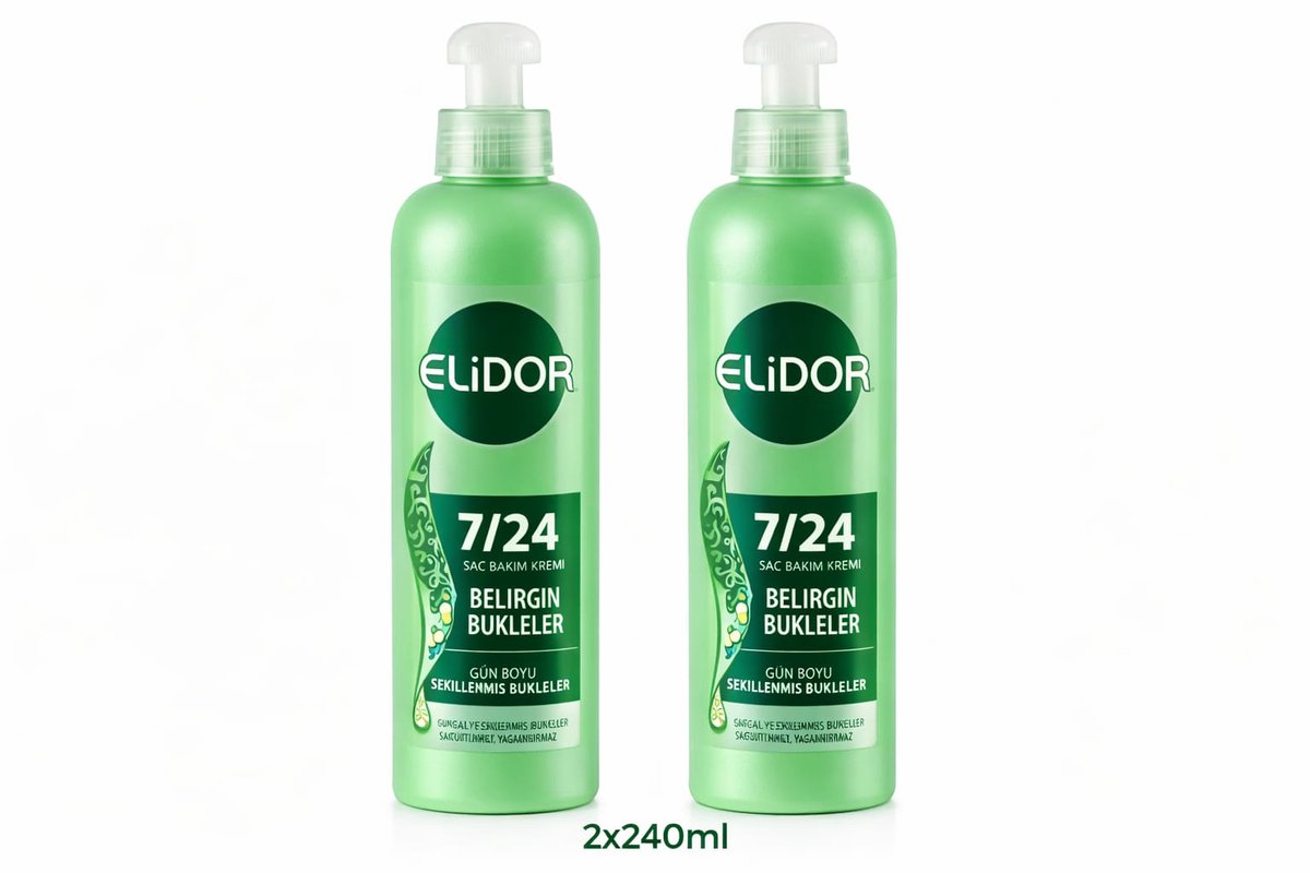 Elidor 7/24 Leave-In Conditioner for Curly Hair – 2 x 240 ml – Curl Defining Hair Cream