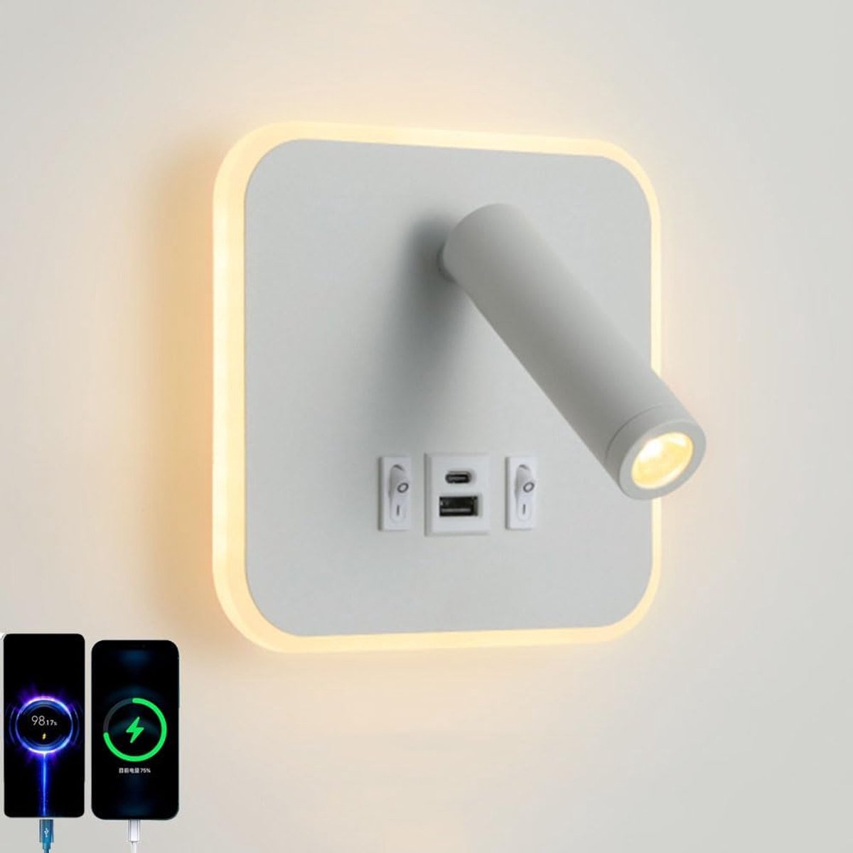 LED Muurlamp met Schakelaar – Verstelbare Bedwandspot – Moderne Wandlamp voor Lezen – 2 US