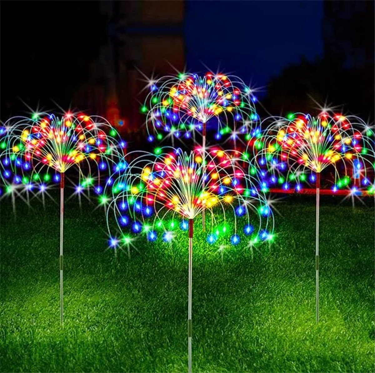 4 Pack Solar Vuurwerkverlichting Buiten – RGB – Groter Zonnepaneel – IPX Waterdicht – 90cm Hoog – Solar Tuinverlichting voor Patio, Tuin en Pad-Belle's product