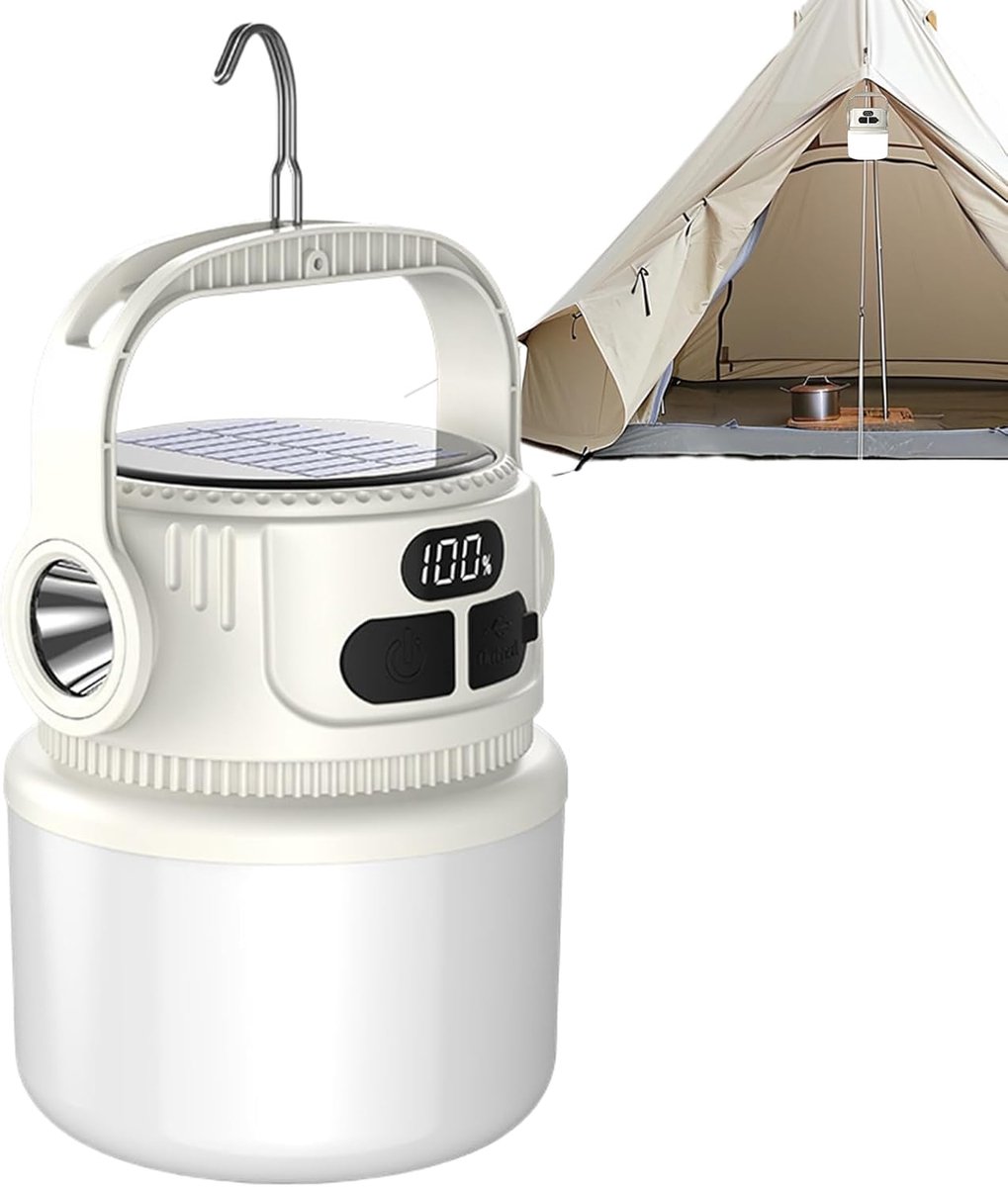 Draagbare solar buitenlamp – 1200 mAh – Met LCD-scherm – Voor kamperen & tuin-Belle's prod