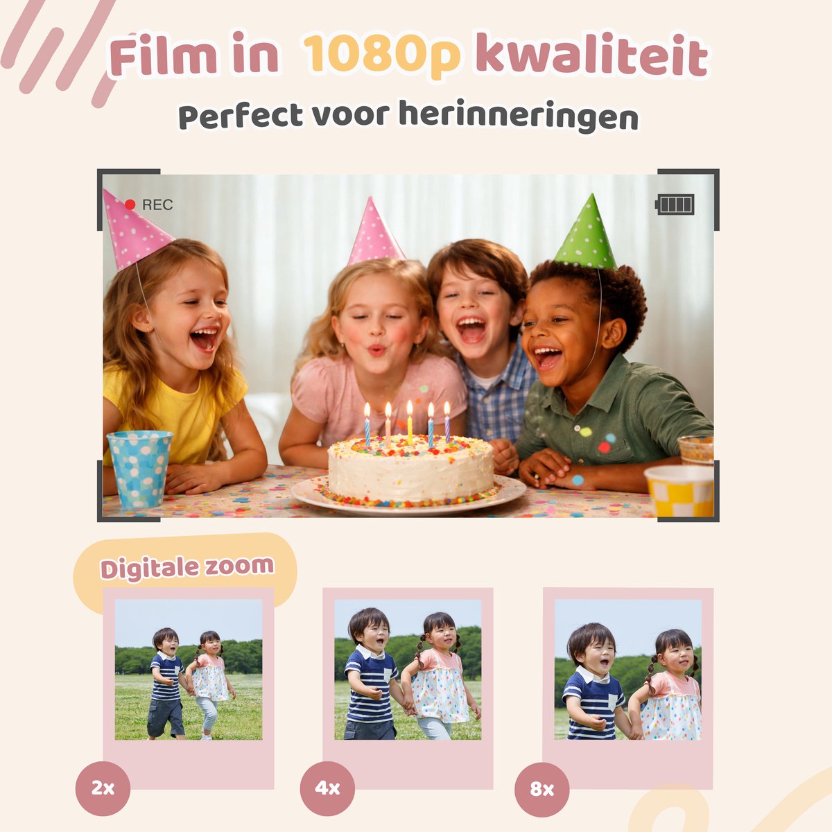 Peblo Digitale Kindercamera Met Foto Printer - Fototoestel Voor Kinderen - Speelgoedcamera - Selfie Camera - Kinder Fotocamera Instant Print- Speelgoed Video Camera Kind - Vlogcamera Kids - SD Kaart 16GB - Unicorn Roze — afbeelding 2
