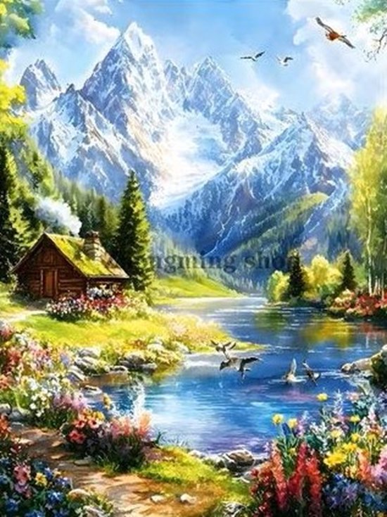 n° 25 Diamond Painting paysage montagnes 50x40 cm (carré)