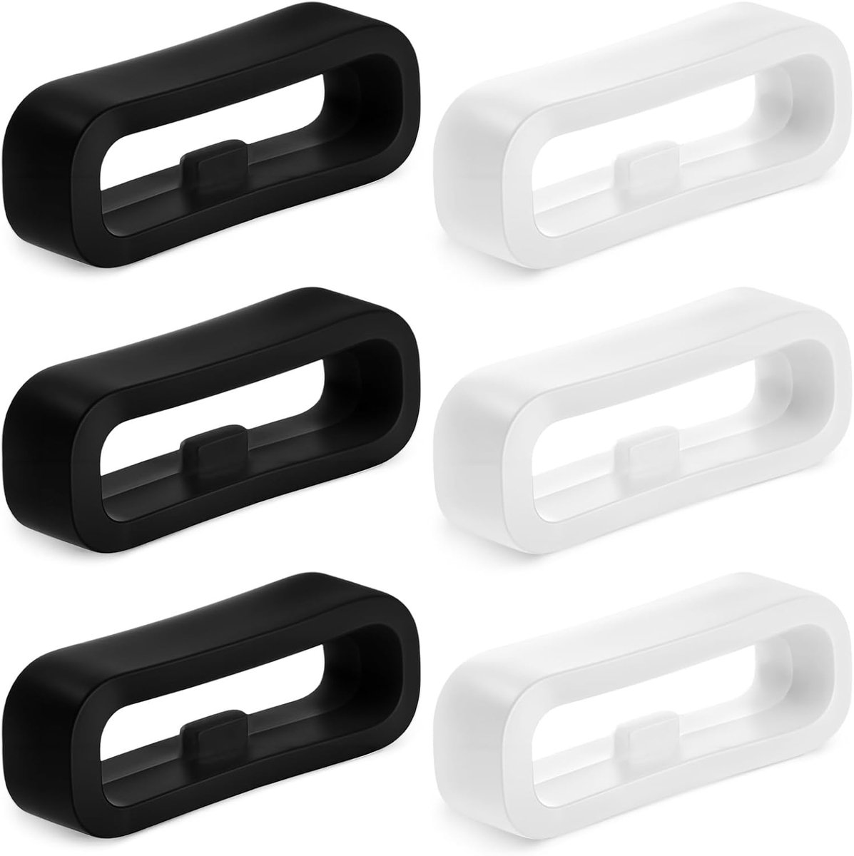 Silicone Watch Band Holders - 6pcs 20mm Horloge Strap Houder - Vervangingsonderdelen voor Smartwatch Armband (Zwart - Wit)