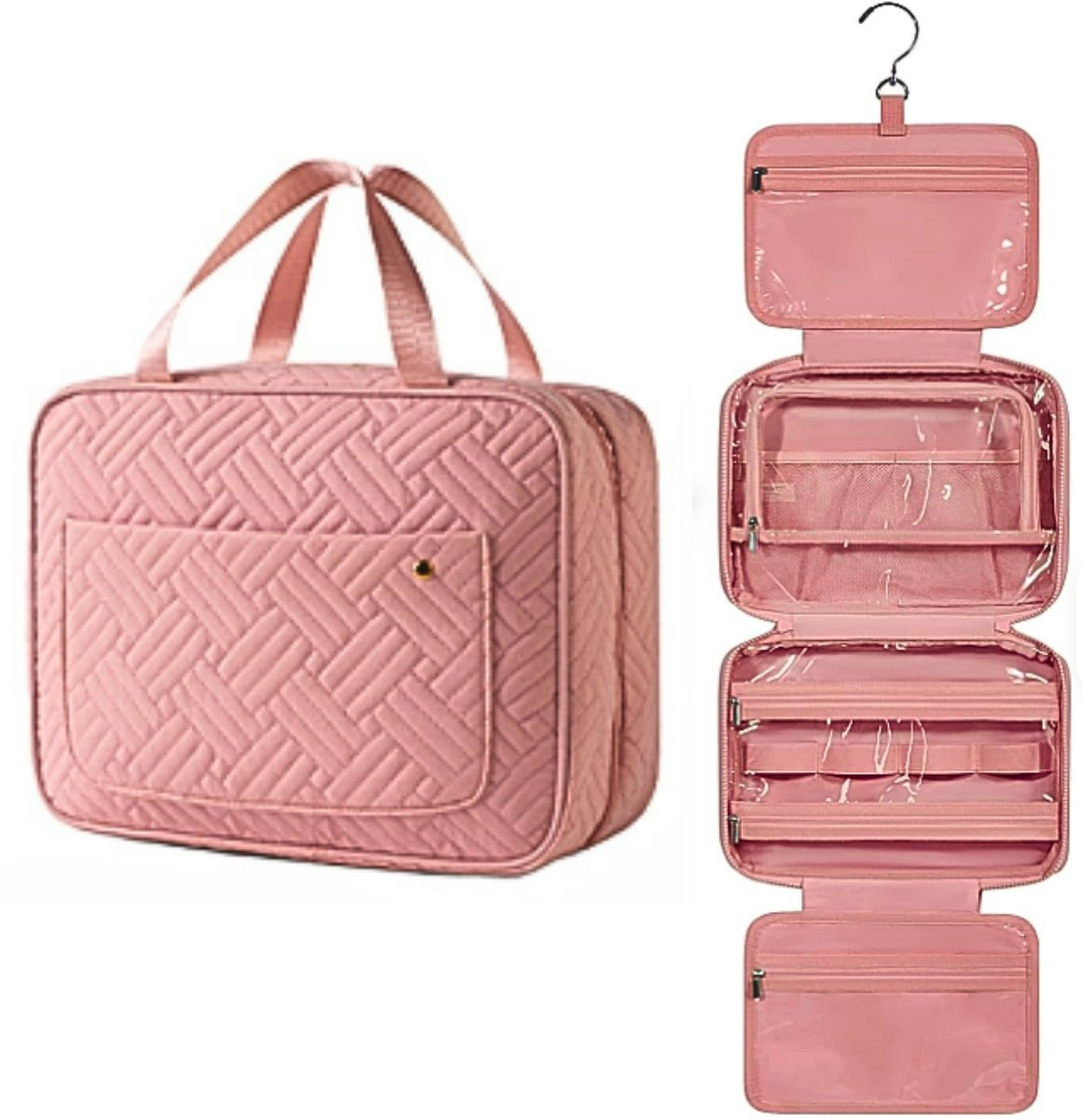 Janse® Luxe accessoires tas roze - Sieraden organizer met haak - Accessoires opberger - Reistas met 5 vakken - Haaraccessoires - Horloges - Zonnebril organizer - Opbergtas - Multifunctionele reis etui - Geschikt voor Armbanden - Kettingen - Ringen