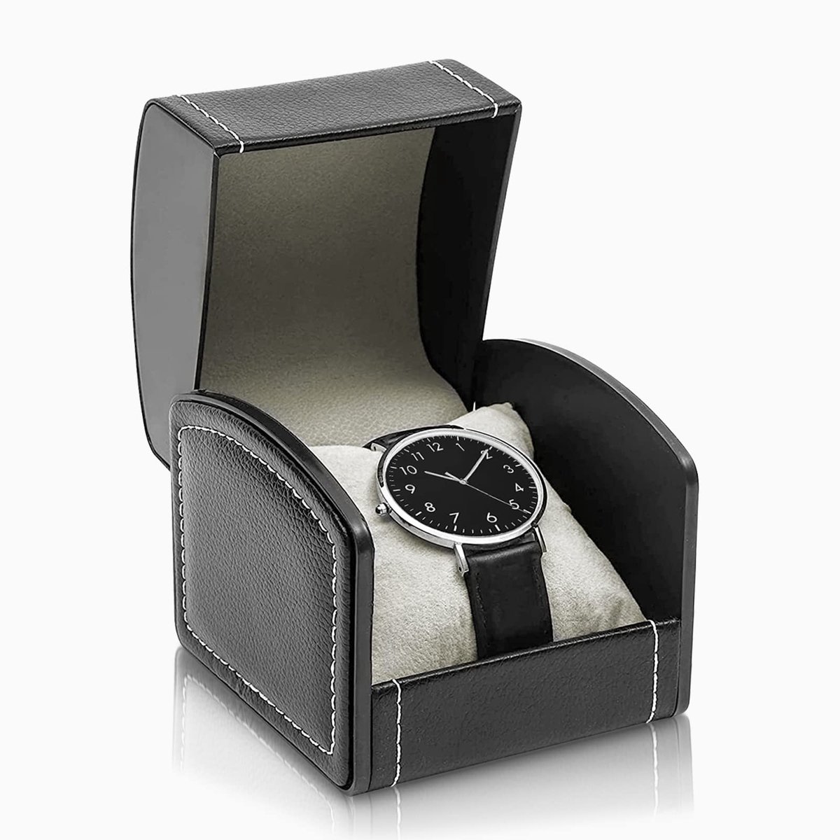 Allecto - Horlogehouder - PU leren horlogekast - Reisopbergcase met verwijderbare kussen - Zwart - Organizer voor sieraden - Handige opbergdoos voo...