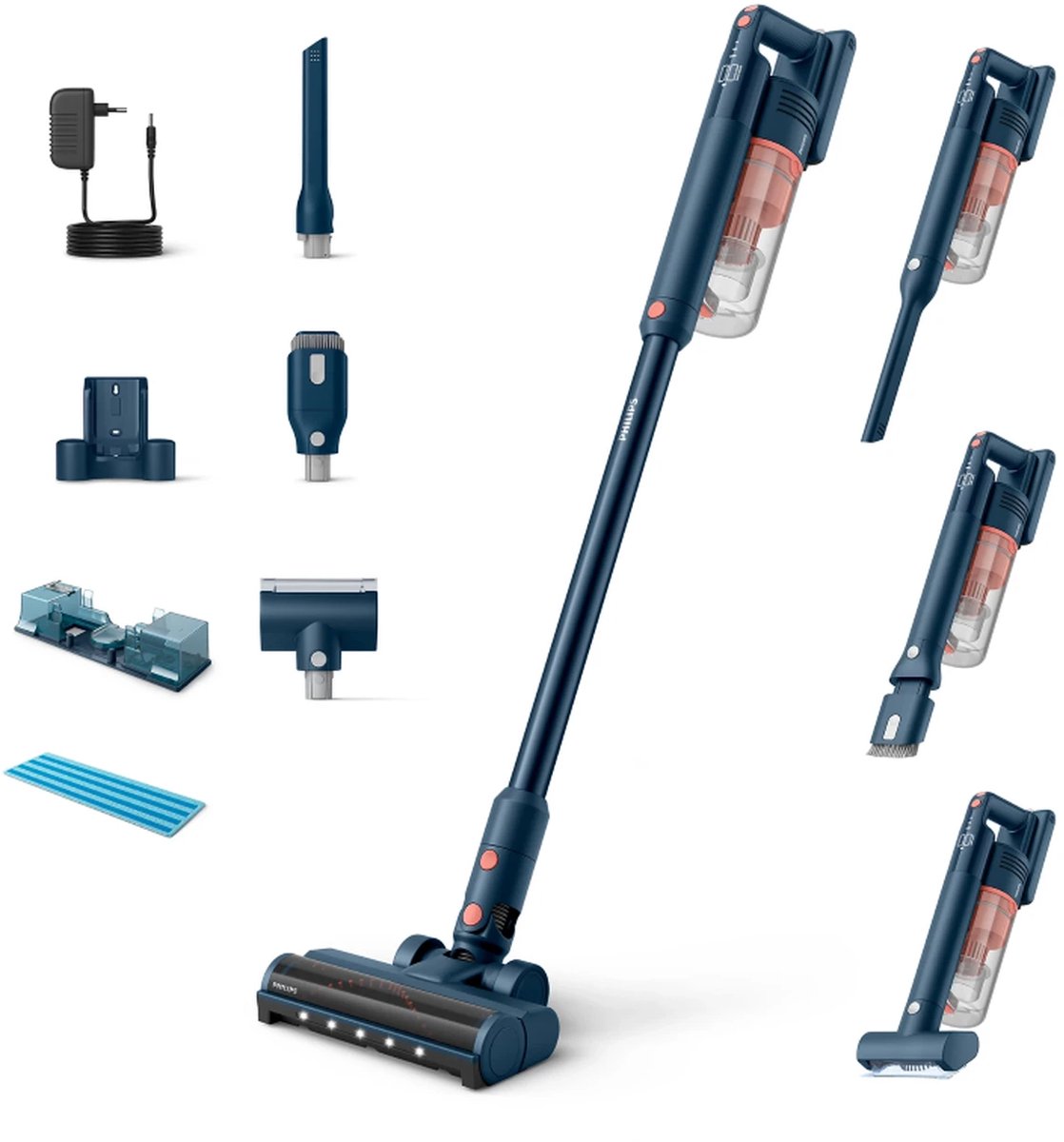 Philips 5000 Serie XC5142 Steelstofzuiger Draadloos met LED - Philips Consumer Lifestyle - €264,99