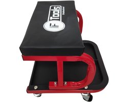 F-tools werkplaatskruk monteurskruk garagekruk met ingebouwd opbergbak.