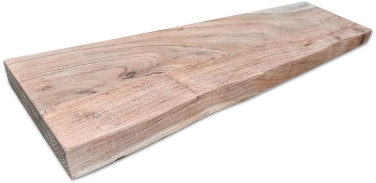 FLE - Wandplank acacia 80 bij 30 cm van 4 cm dik massief acacia hardhout met boomstamrand