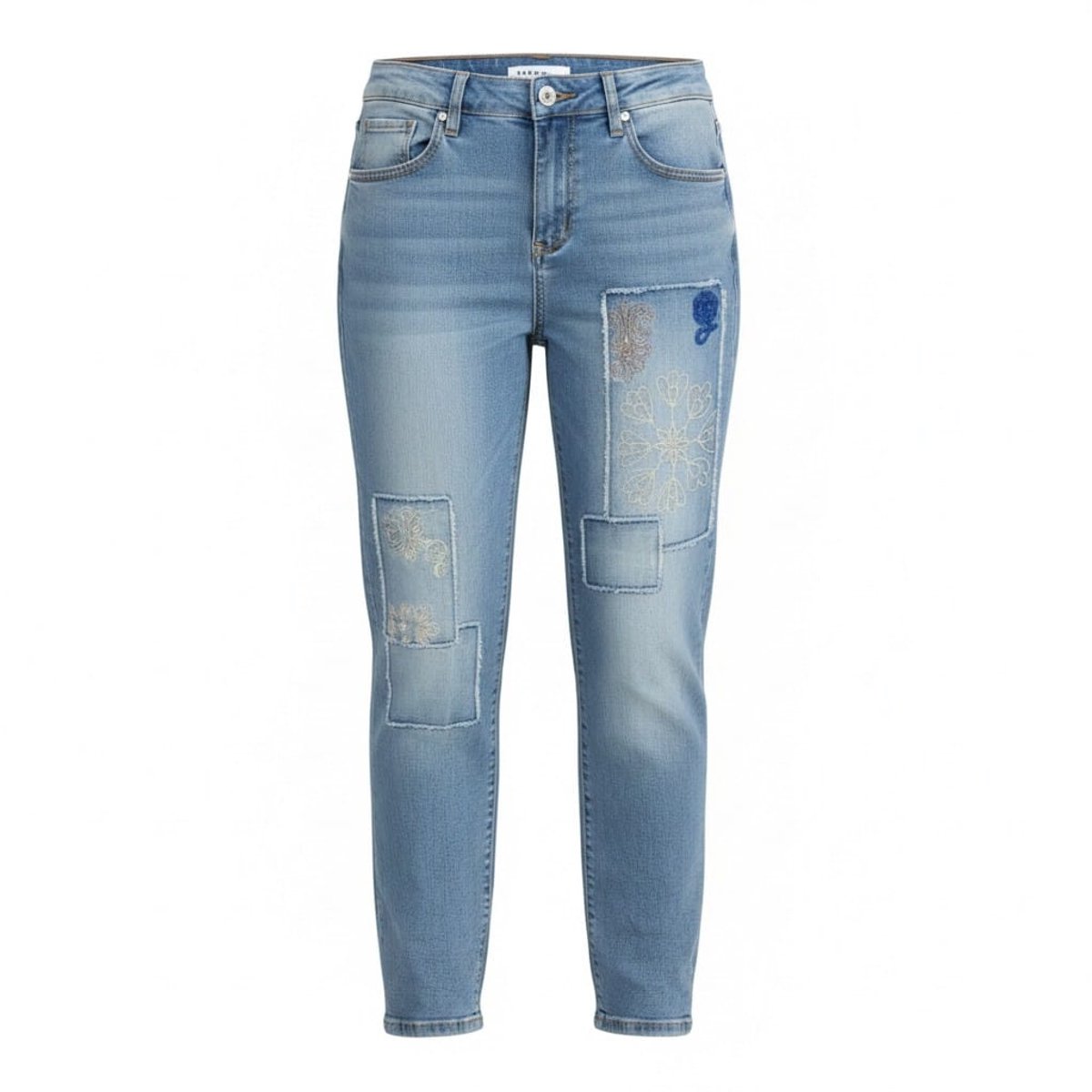 Karostar - Jeans - Met patches - Maat 42 - Blauw - Comfortabele stretch