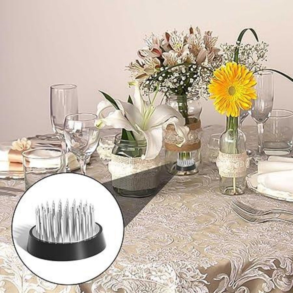 GELLDG 6 Stuks Bloemenegels - Stekbloemarrangement Houders - Ikebana Bloemensteunen - Diameter 23mm, 34mm, 46mm - Antislip & Makkelijk in Gebruik - Geschikt voor Huis, Tuin en Hotel - Metalen Bloemenvoet voor Verschillende Soorten Snijbloemen