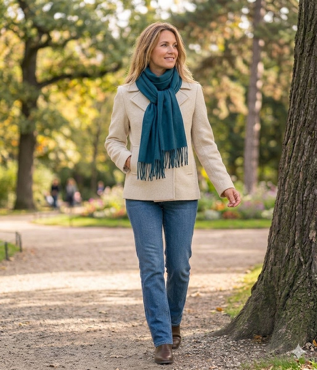 Sjaal - Cashmere - patrol blauw - wol - damessjaal - herensjaal - kado - heren sjaal - dames sjaal - unisex -