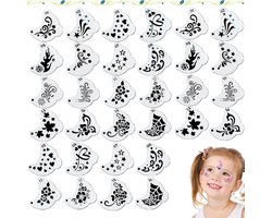 32 stuks - Sjablonen voor schminken - Uitgesneden sjablonen voor schmink - Handgeschilderde graffiti-sjablonen - Herbruikbare sjablonen voor Halloween-bodypainting - Schminken - Geschikt voor Halloween-feestjes en make-upkunst