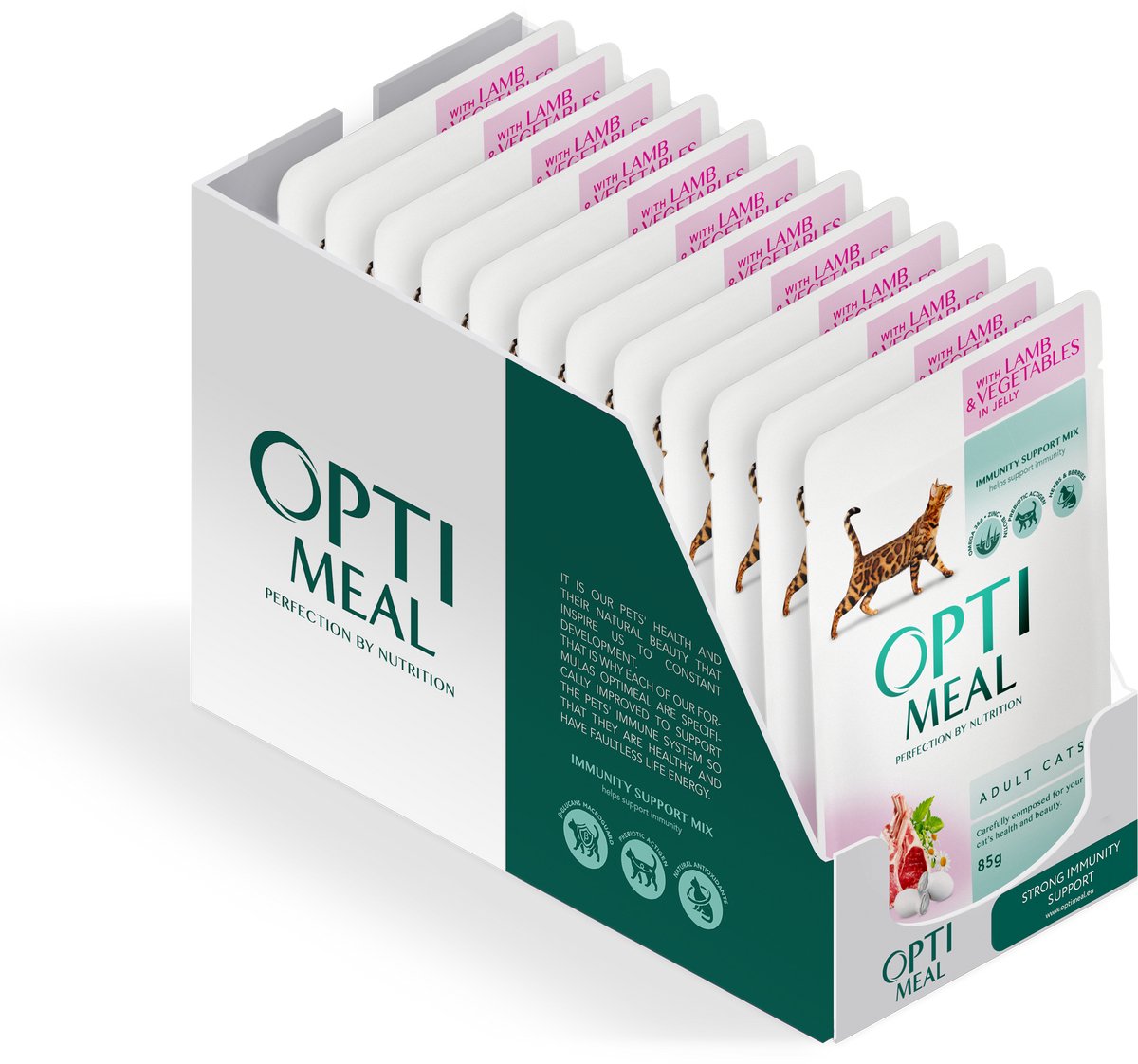 Optimeal volwassen katten natvoer met lam en groenten in gelei - 12x 85g