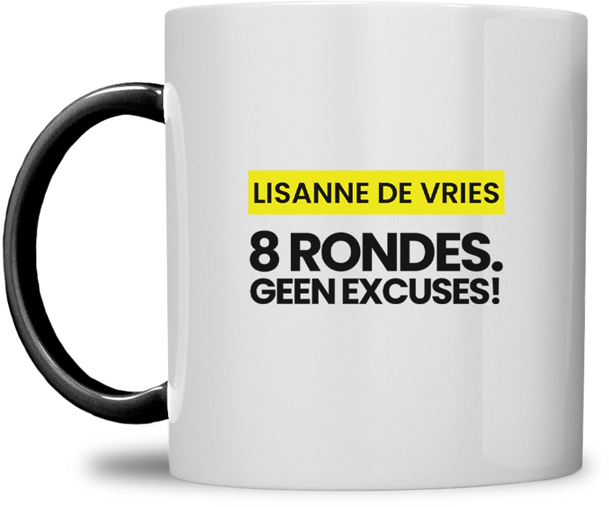 fitgirl mok | gepersonaliseerd met naam | 8 rondes | zwart | speciaal voor de hyrox liefhebbers | fit girl gym
