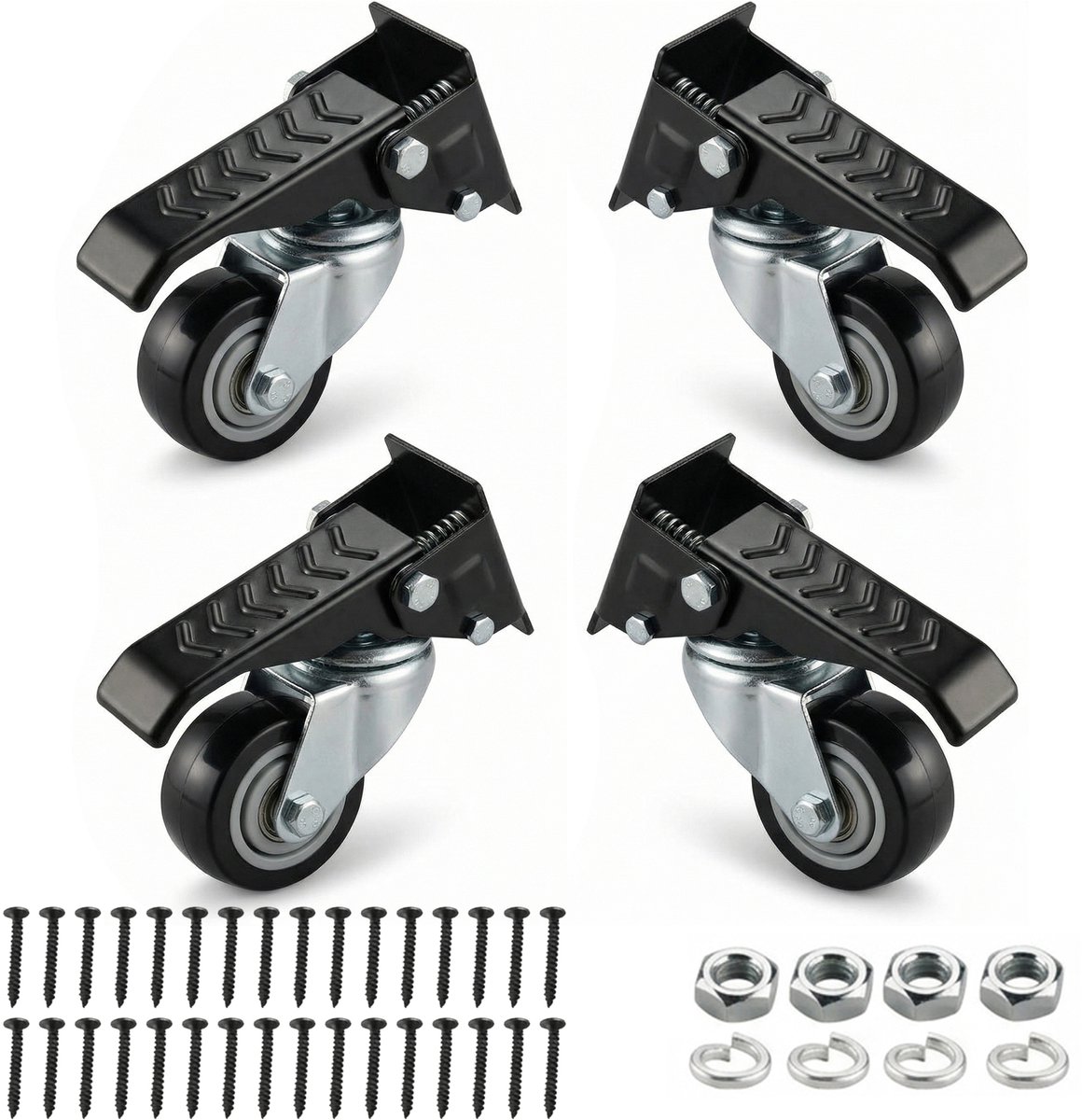 Zwenkwielen Set 4 stuks – 300 kg – Werkbank & Meubels – 360°