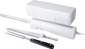 RONN® Elektrisch Broodmes - Elektrisch Mes Met Vingerbescherming – Broodsnijder Incl, Twee Roestvrijstalen Messen - Wit - 6cm x 49cmx 6cm
