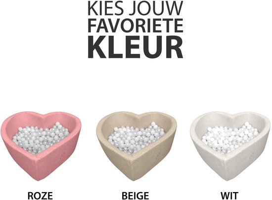 Liefjes & Co Fluffy Wit Hart Ballenbak Met 200 Ballen - Baby & Kinder Ballenbad - Zacht Foam - Speelgoed van Merkloos — afbeelding 3