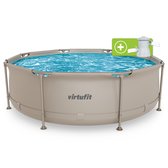 VirtuFit Rond Zwembad Ø244 x 76 cm - Incl. Filterpomp - Opzetzwembad - Duurzaam & Veilig Stalen Frame - Beige