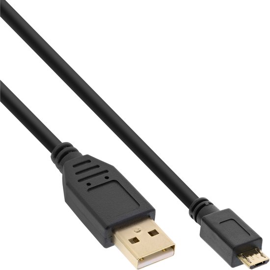 Foto: Inline micro usb 2 0 kabel usb a m naar micro b m vergulde contacten 1 5m