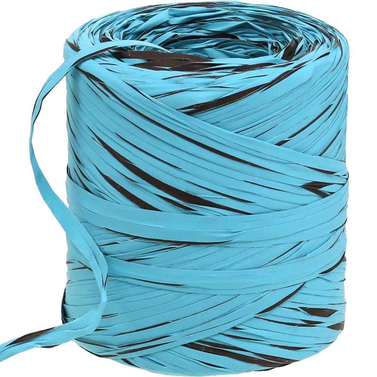 Decoratief lint van kunststof, raffia, veelkleurig cadeaulint blauwbru