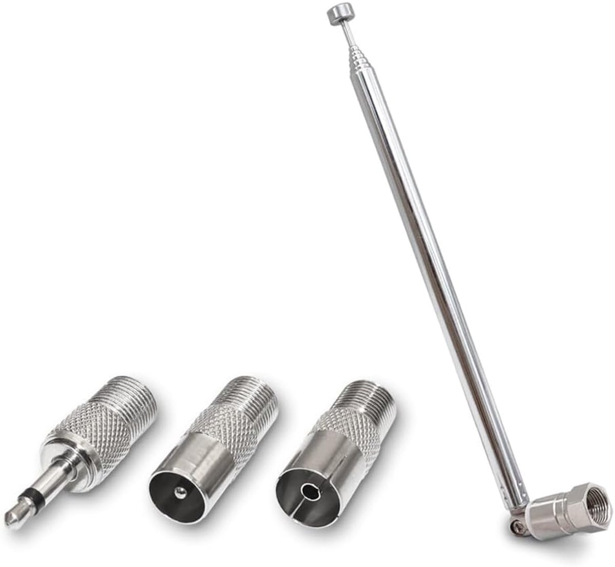 Telescopische Antenne - Staafantenne Radio - FM Ontvangst Verbeteren - 7 Secties Uitschuifbaar - 3.5mm Adapter - Zilver