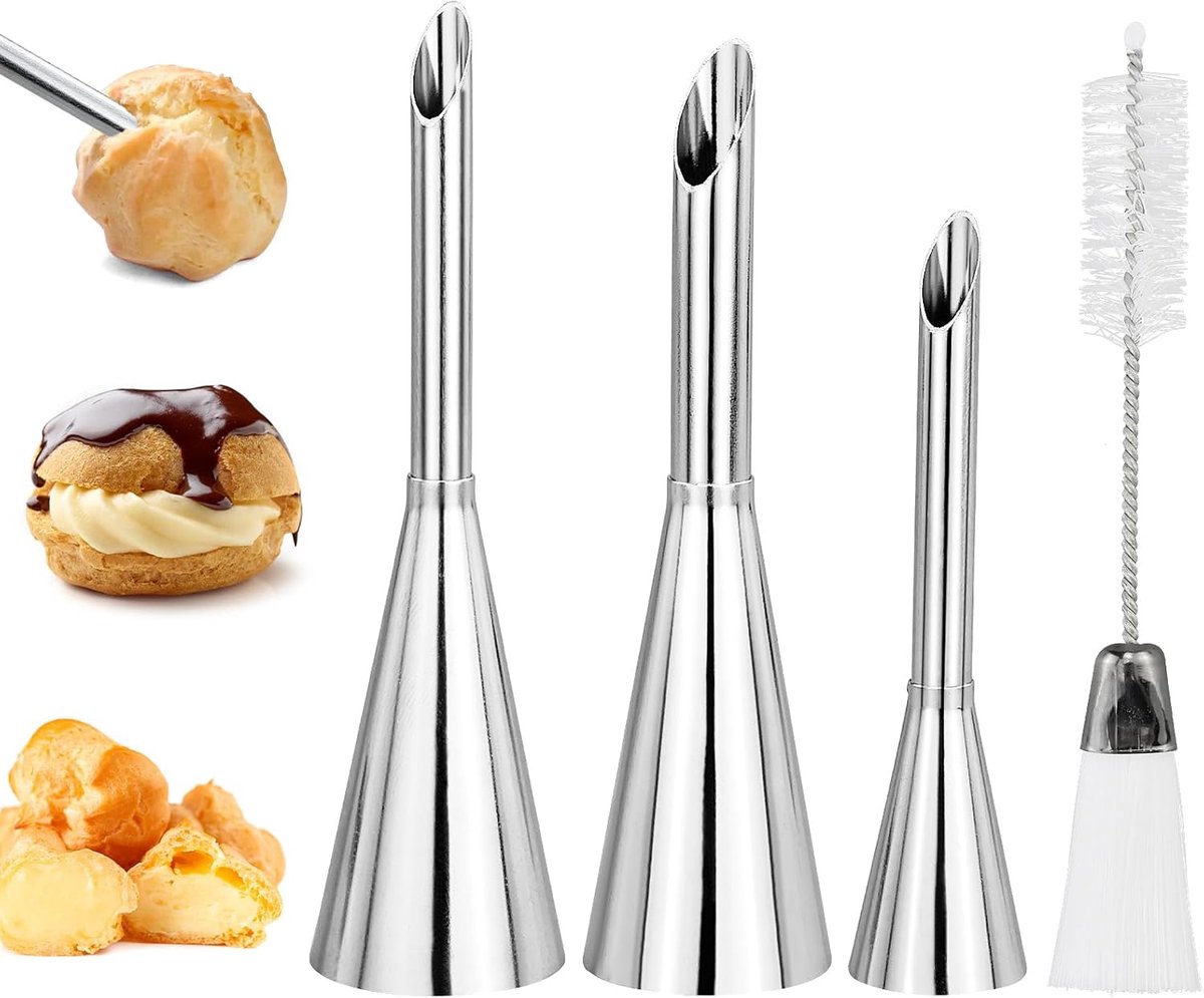 Spuitmonden Set - Bakbenodigdheden - Desserts Decoreren - Roestvrij Staal - 3 Stuks - Zilverkleurig