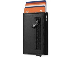 The Verge® Premium - Pasjeshouder Uitschuifbaar Met Rits - Pasjeshouder Mannen - Creditcardhouder - RFID Pashouder - Brief- & Muntgeld 11 pasjes - Kaarthouder - Zwart Leer Met Rits & Magneetsluiting - Incl. Luxe Cadeauverpakking