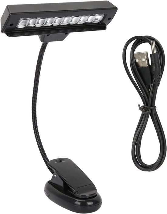 Draagbare LED Lamp - Leeslamp Klem - Muziek Noten Verlichting - Flexibele Zwanenhals - 17 x 11 x 8 cm — afbeelding 5