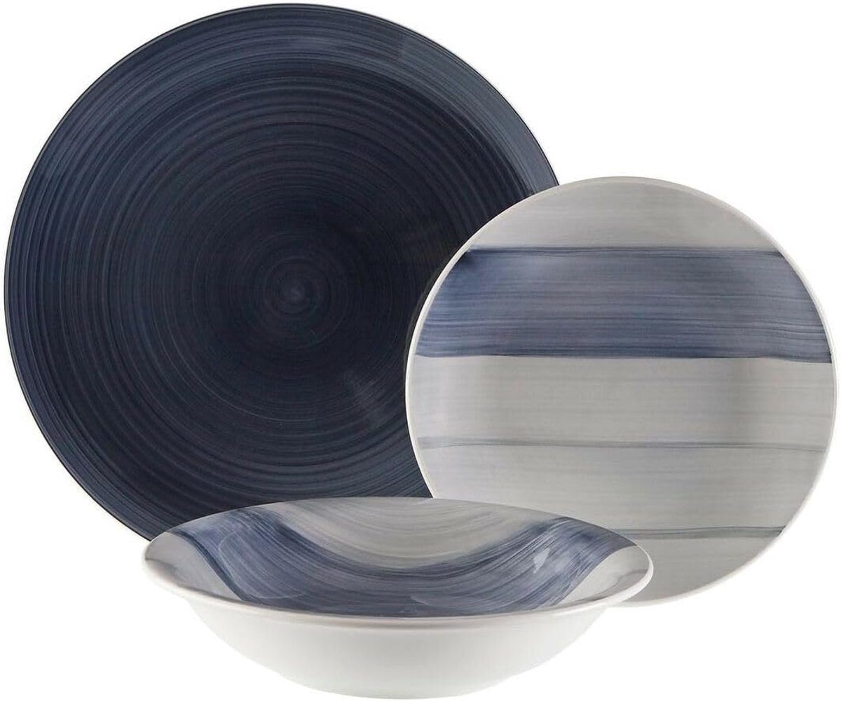 Servies Set - Eetkamer Servies - Dagelijks Gebruik - 18 Delig - 26.5 cm - Donkerblauw
