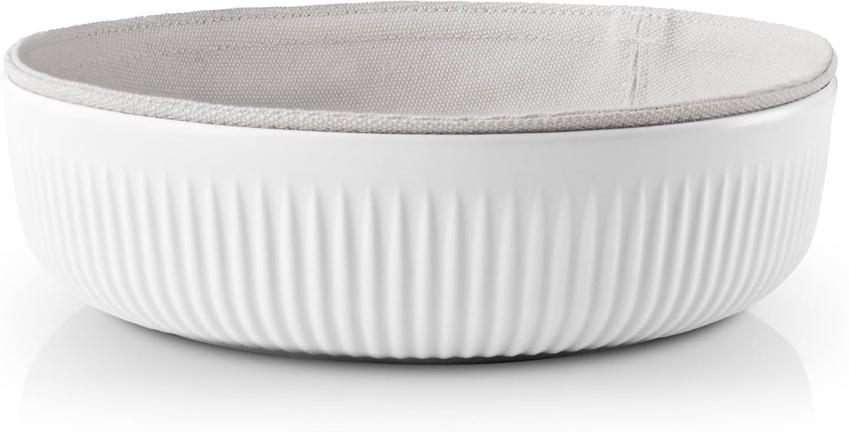 Broodmand - Serveerschaal - Brood en gebak - Kruimelvangende inzet - 20 cm - Wit